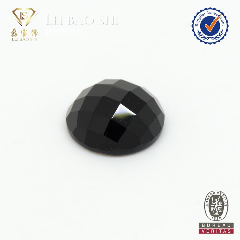 Checker Cut Flat Back Black Onyx Gemstone Cabochons